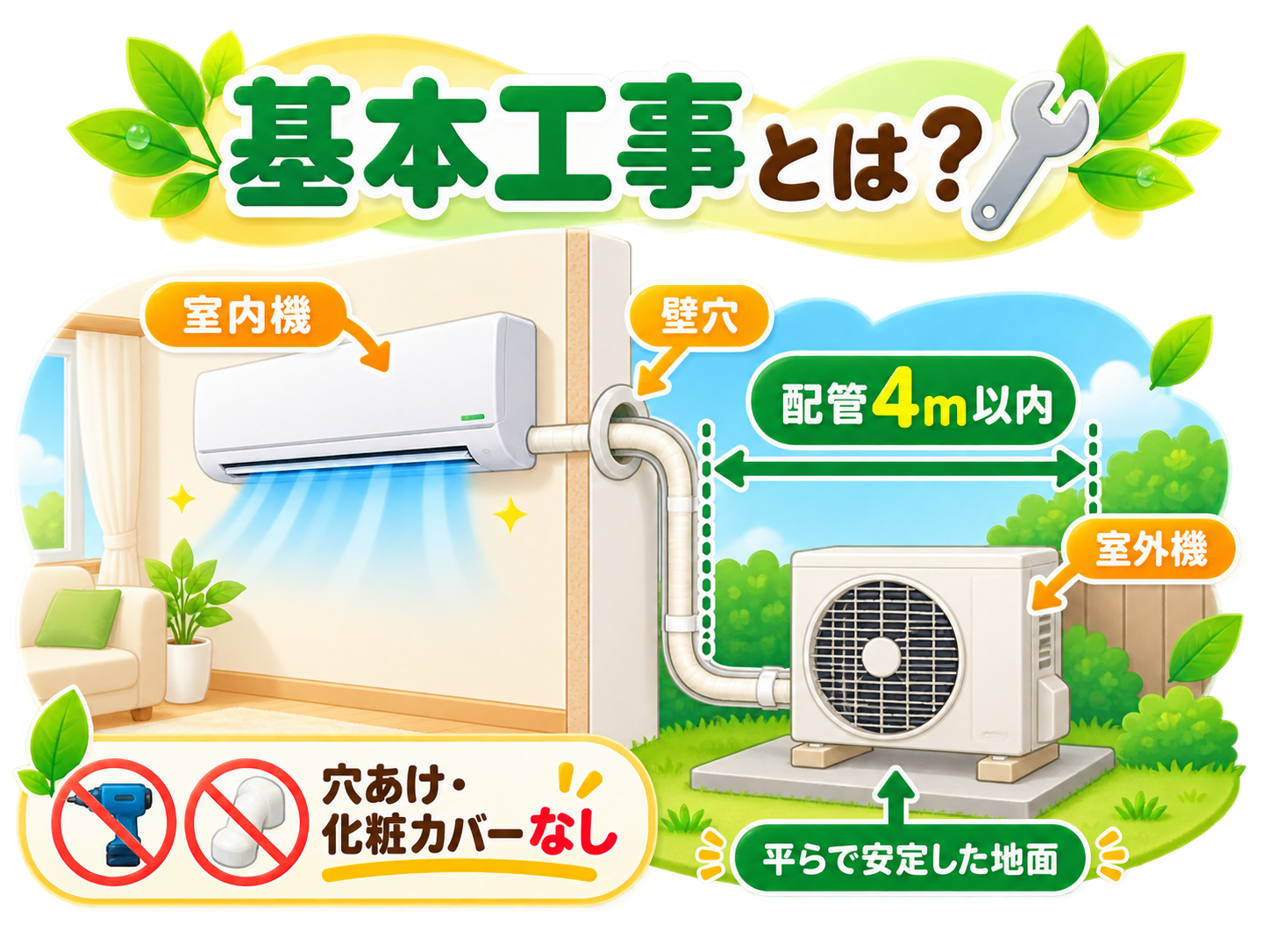 エアコン基本工事の範囲